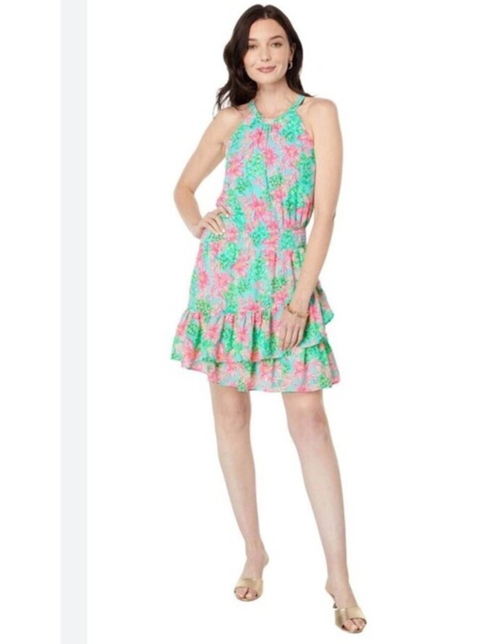 NWT $198 Lilly Pulitzer Pamelyn Halter Dress Surf So Shellegant Size 16